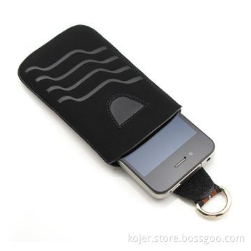 Mobile Phone Pouch, Made of Frosted Material, Retractable Pull-tab on Back and Velcro Closure